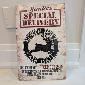 New Sealed Santa's Special Delivery North Pole Air Mail Wooden Sign